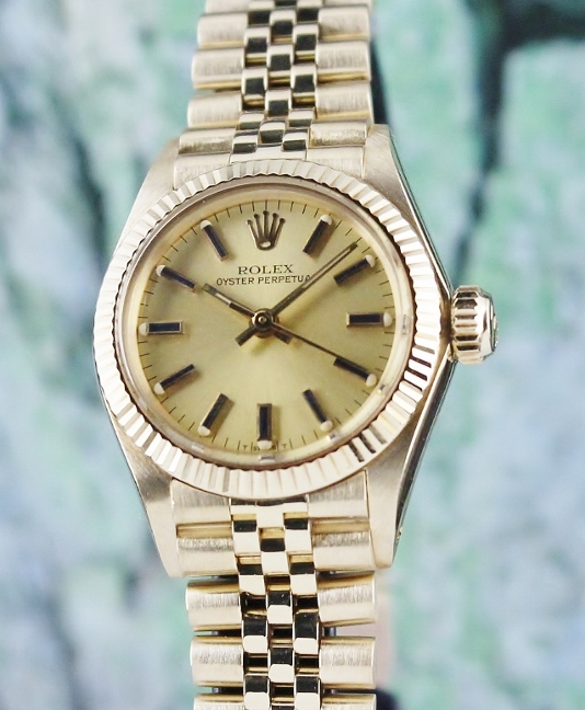 (image for) ROLEX LADY SIZE VINTAGE 18K YELLOW GOLD OYSTER PERPETUAL - 6719